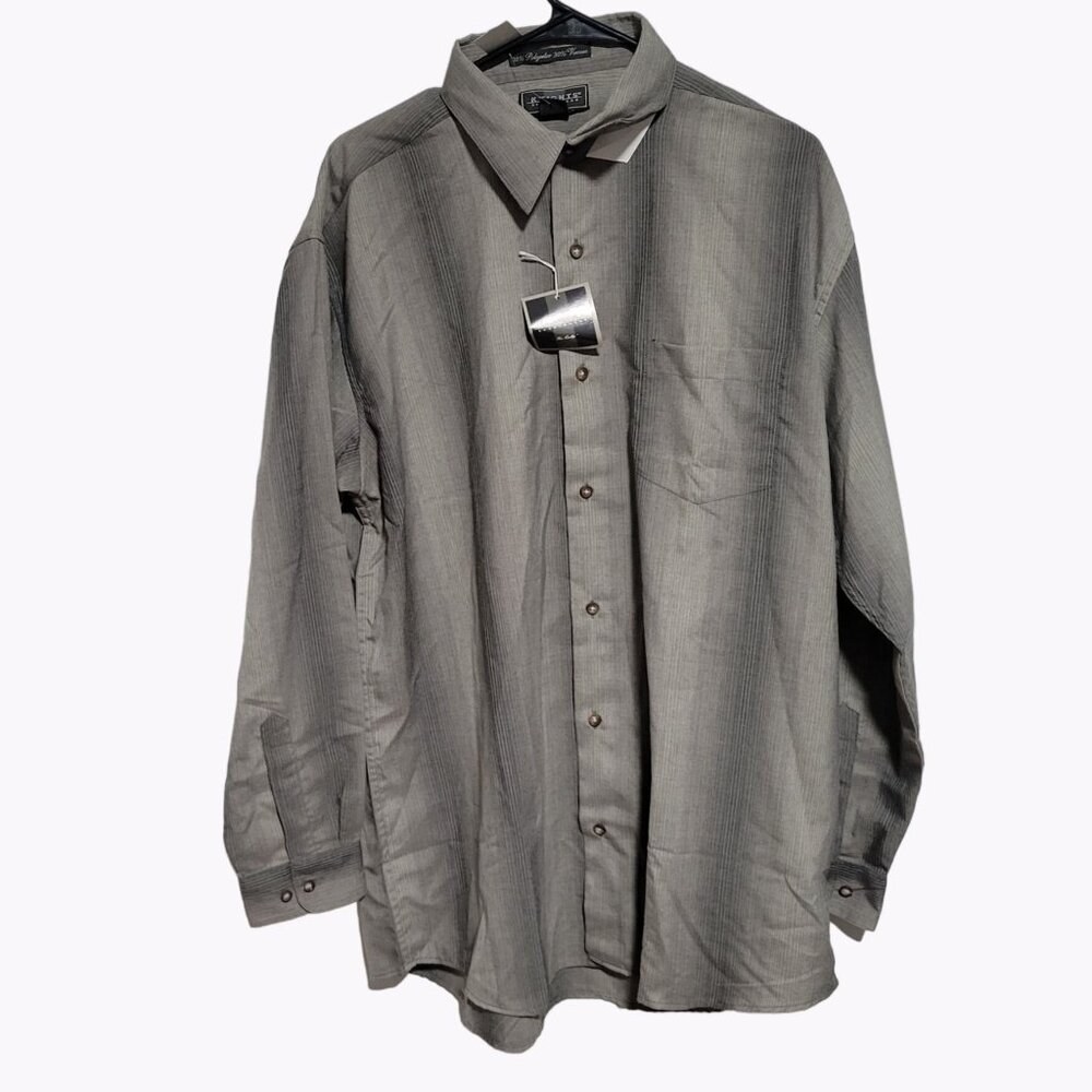 Knights Sportswear Button Front Shirt Mens Large Gray Striped Long Sleeve New